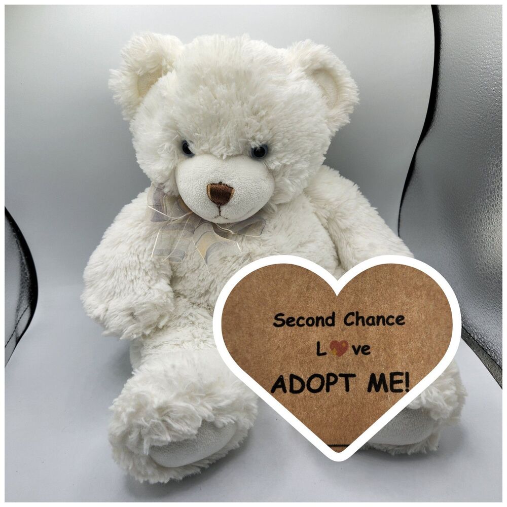 First and Main Teddy Bear Dena White Plush Lovey Stuffed Animal Toy 1786  14"